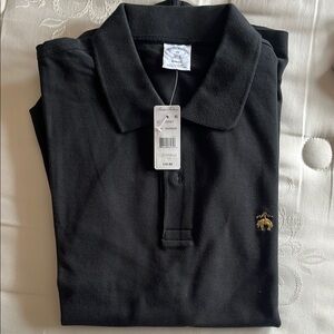 Classic Brooks BrothersBlack Polo Shirt with Embroidered Detail